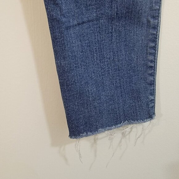 Hollister Distressed Jeans Size 5S/27 Stretch Medium Wash Denim Raw Hem Ultra Hi - Picture 5 of 10